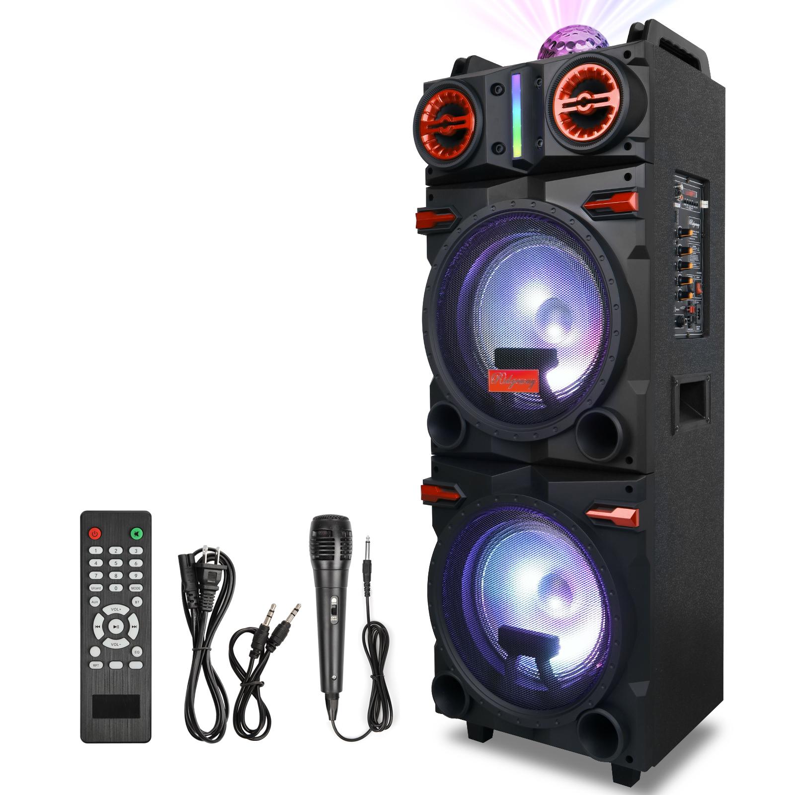 Portable Bluetooth PA Speaker Karaoke Machine 2 x 10" Subwoofer And 1 x 3" Tweeter Loud Party Speaker With Microphone FM LED Remote Control TWS Portable Bluetooth PA Speaker Karaoke Machine 2 x 10" Subwoofer And 1 x 3" Tweeter Loud Party Speaker With Microphone FM LED Remote Control TWS