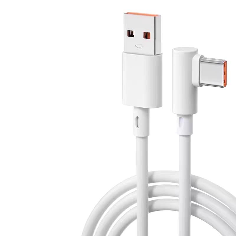 Type-C Data Cable Super Fast Charge 66w Extended Single Bend 6a Quick Charging Phone Charger Line Gaming Console Accessories