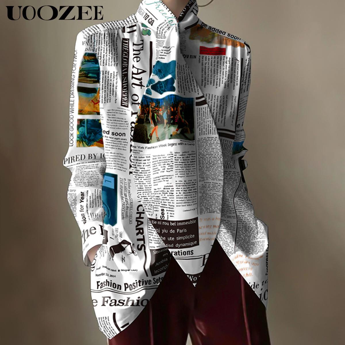 Women's Spring Cotton Turtleneck Blouses Loose Letter Print Stand Collar Tops Casual Fitted High Neck Ladies Wear