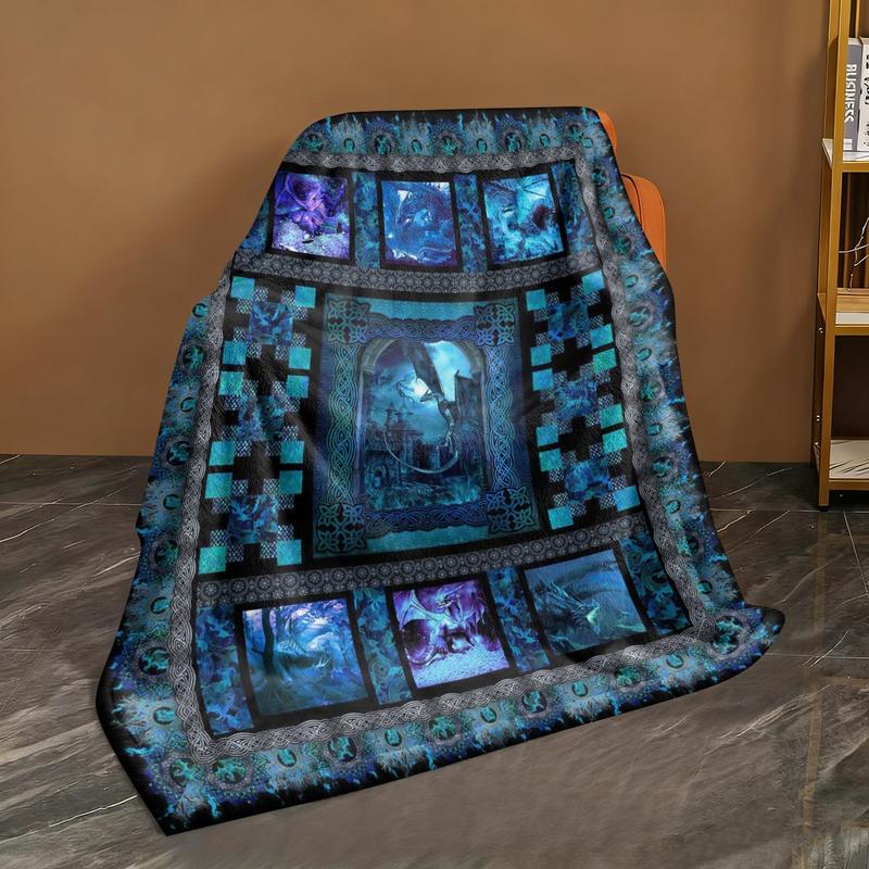 Global Use Deep Sea Secret Patchwork Blanket, Flannel Throw, Suitable for All, Essential Daily Business Item, Fits 197 Countries
