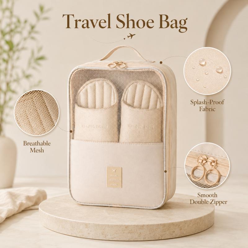 2-in-1 Dual-Use Polyester Shoe Storage Bag, Foldable Compact Home Organizer, Easy-to-Carry Travel Essentials Pouch, Portable Home Supplies Accessory