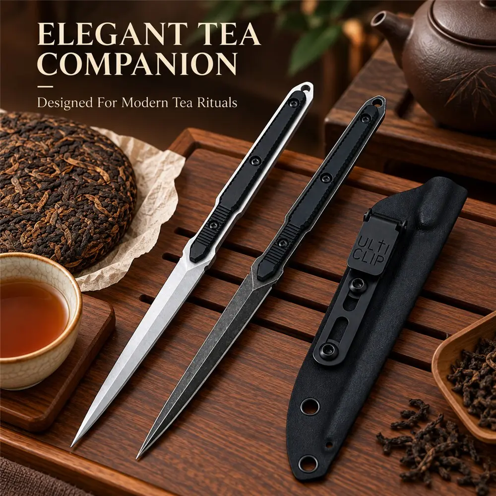 Compact Integrated Tea Needle Knife, 440C Blade, Aluminum Handle, Outdoor Camping Tool, Convenient Tea Cake Opener, Tea Ceremony Accessories