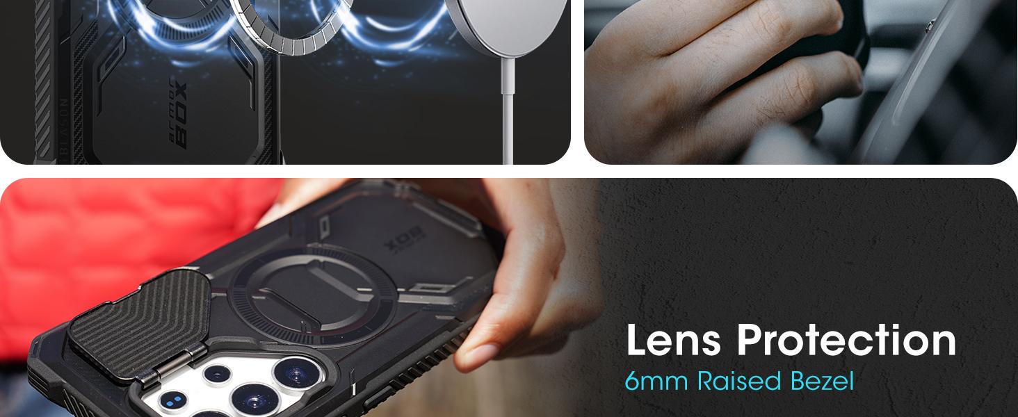 i-Blason Phonecase for Samsung Galaxy S26 Ultra /S25 Ultra /S24 Ultra /S25 Plus/S24 Plus/S26/S25/S24  Case MagSafe with Camera Cover Stand [Support Wireless Charger] 360 Full-Body Case with Screen Protector & Kickstand Phone Cases Magnetic Fingerprint