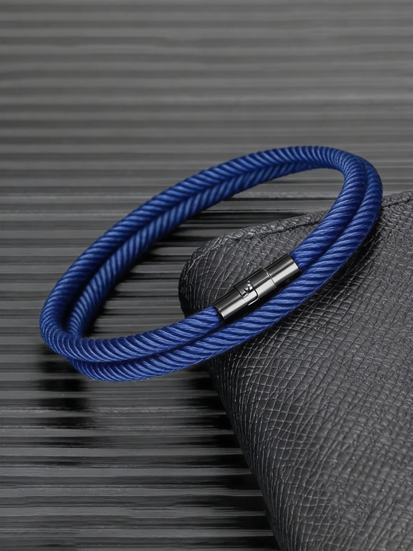 1pc Men's Minimalist Braided Rope Bracelet, Magnetic Clasp, Waterproof & Durable Wristband, Ideal for Everyday Wear & Gifting, Perfect Boyfriend & Father's Day Gift