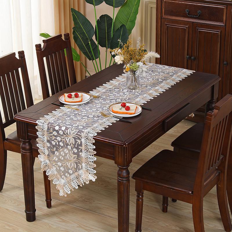 European Coffee Table Cloth, Lace Fabric Dust Cover, TV Stand Tablecloth, American Makeup Desk Protector, Long Shoe Cabinet Cover