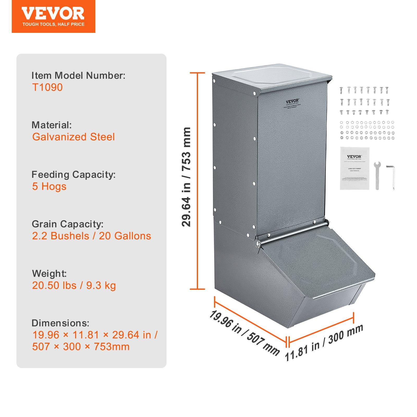 fathersdaygift VEVOR Hog Feeder, 2.2 Bushel Capacity, Single Door Pig Feeder, Heavy Duty Steel Piglets Feeder, Multipurpose Trough Creep Feeder, Outdoor Livestock Feeder Farm Accessory for Feeding up to 5 Hogs