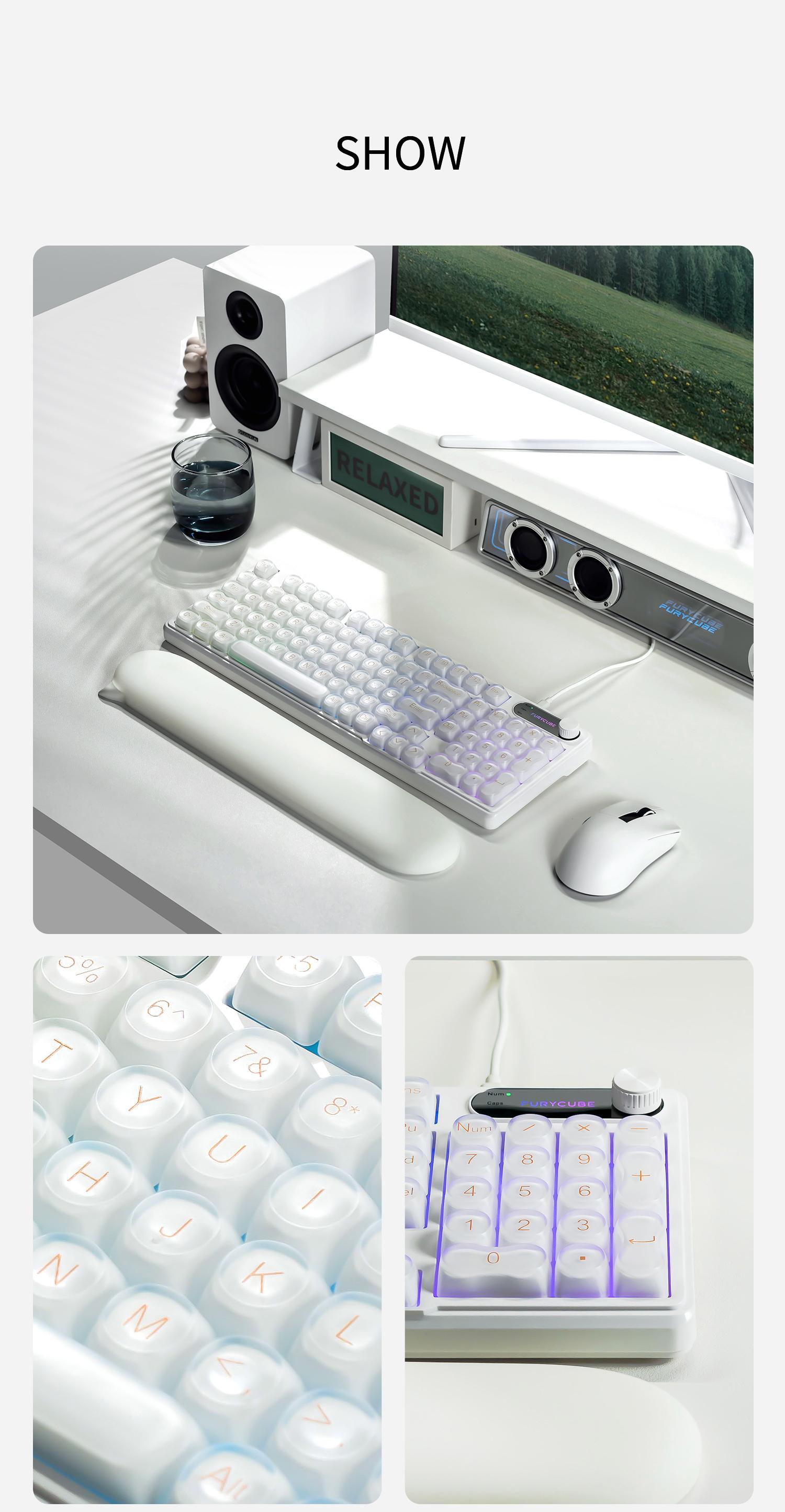 FURYCUBE IP98 Foudation Keyboard, 98 keys with Knob Transparent Keycaps Tri-Mode BT/2.4GHz/USB-C Cute Classic Keyboard with Number Pad, Media Knob Custom Mechanical Feel Keyboard, RGB Backlit Work/Office/Gaming Silent Keyboard, Budget Gift FURYCUBE IP98 Foudation Keyboard, 98 keys with Knob Transparent Keycaps Tri-Mode BT/2.4GHz/USB-C Cute Classic Keyboard with Number Pad, Media Knob Custom Mechanical Feel Keyboard, RGB Backlit Work/Office/Gaming Silent Keyboard, Budget Gift