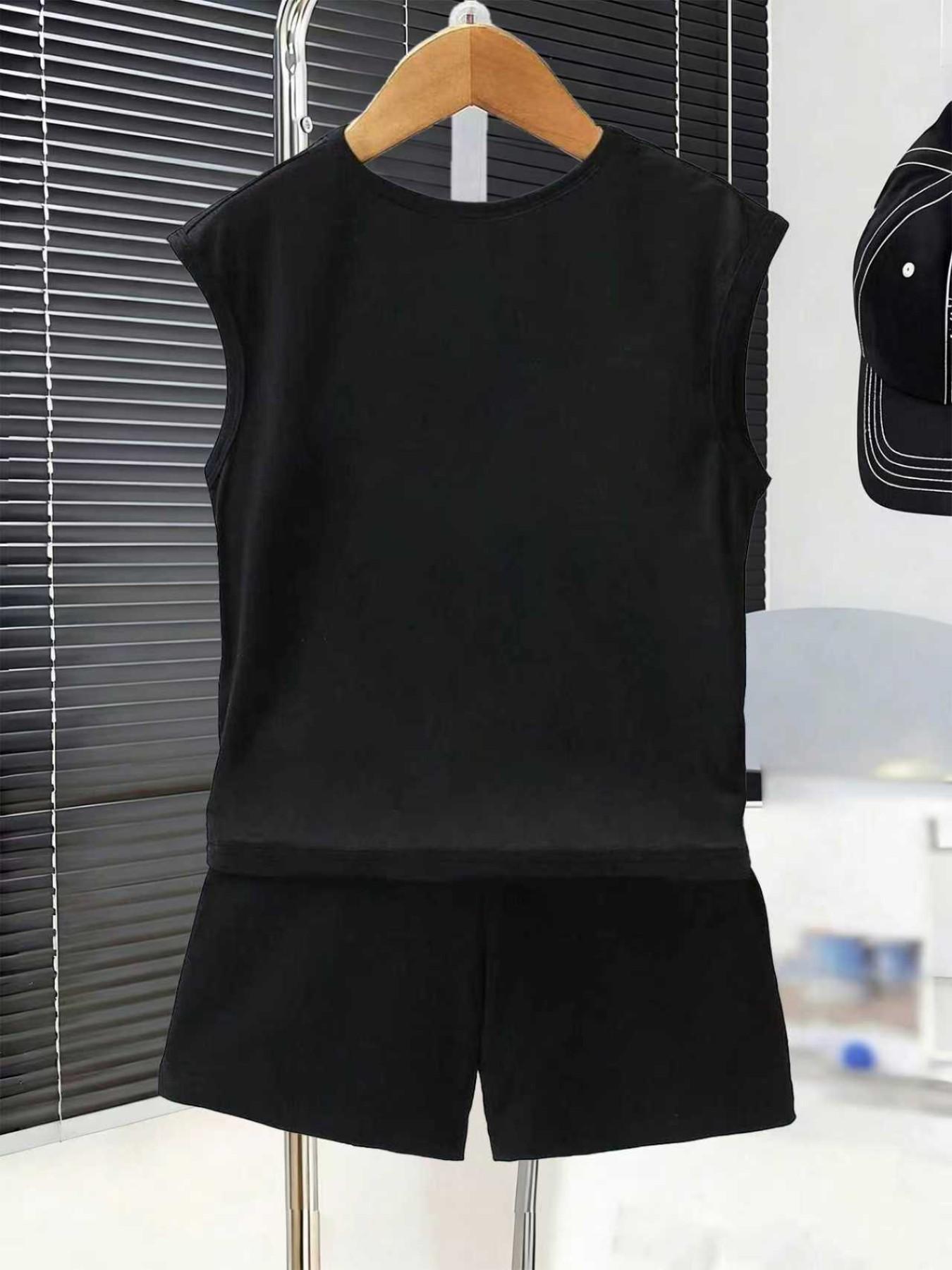 Summer Boys' Sleeveless Tank Top + Shorts Set, 'enjoy Your Life' Print ...