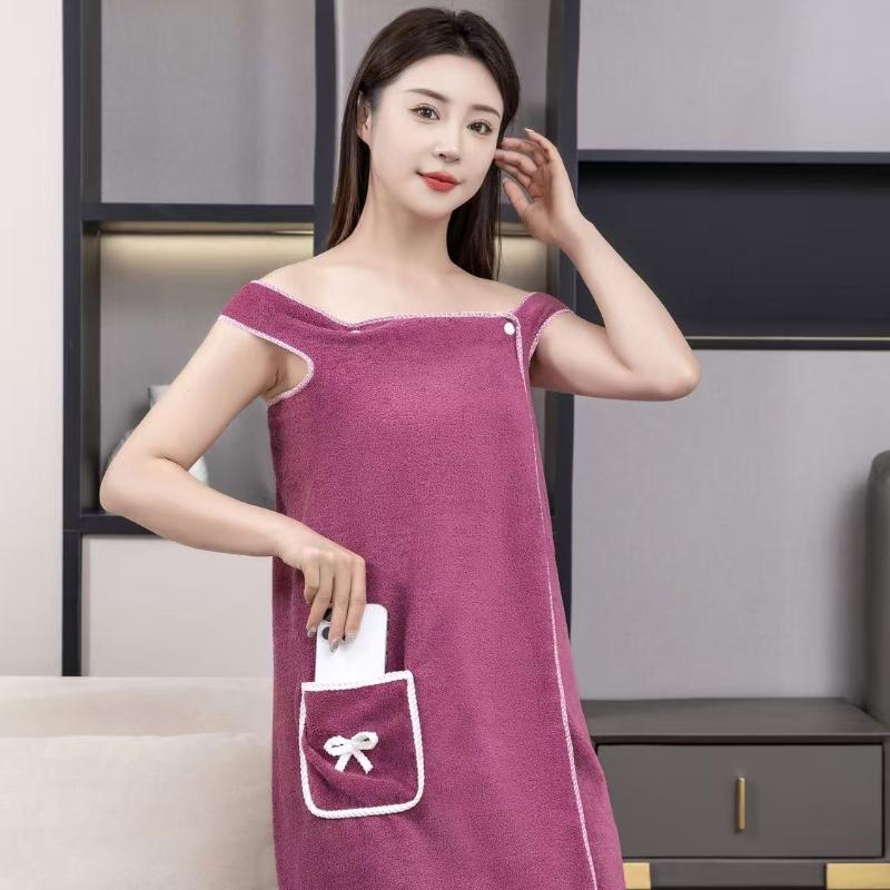 Women's Bathrobe Towel Wrap, Quick-Dry Spa Bag Towel with Thick Straps, Floral Pattern Wearable Bath Skirt, Absorbent Bathroom Towel