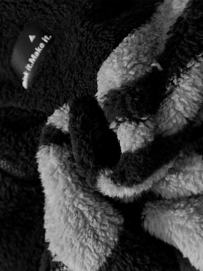 Men's Loose Tribal Pattern Fleece Jacket, Warm Thick Lamb Fur Coat, Camo Print, High Neck Full Zip Outerwear, Winter Street Style