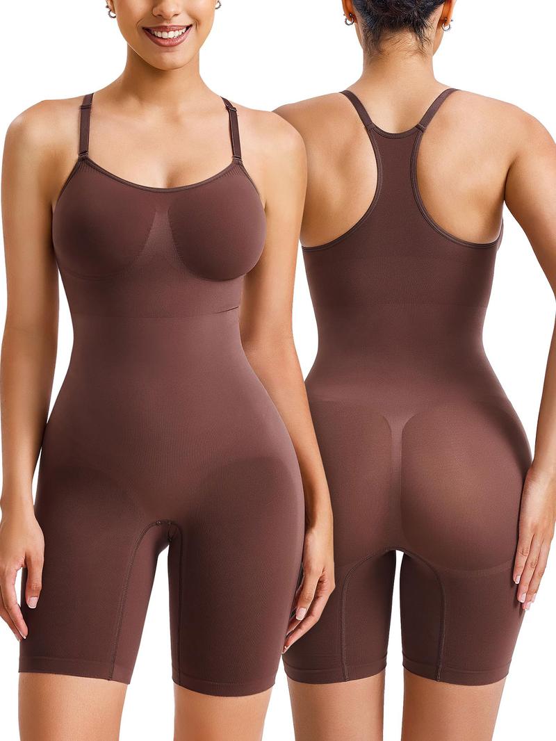 Women's Solid Color High Stretch Racerback Shapewear Bodysuit, Body Sculpting Compression, Tummy Control Butt Lifting Adjustable Strap Shaper, Ladies Shapewear Waist Trainer Shaper for All Seasons