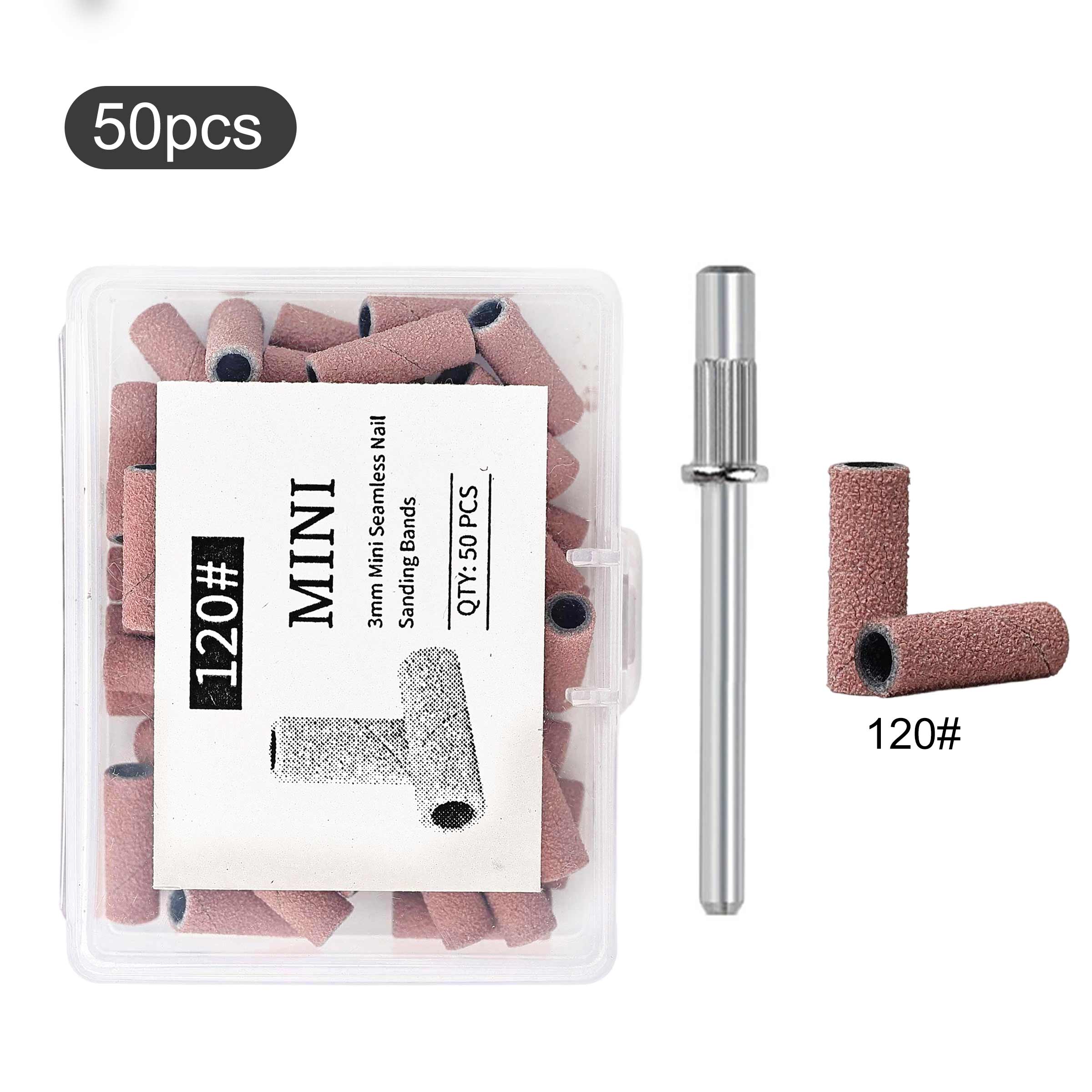 Nail Drill Bits Sanding Bands, 50/100pcs Coarse Fine 120/150/180/240 Grit, 3.1mm Mini Mandrel, Acrylic Nails Gel Manicures Pedicure