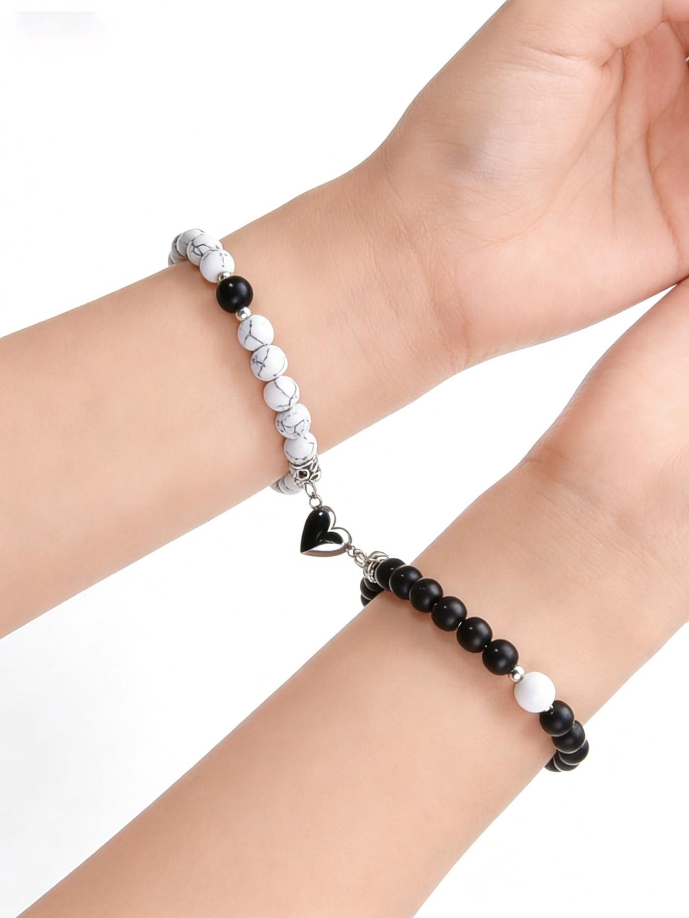 Matching Agate Magnetic Love Bracelets for Couples, Healing Stone Energy, Secure Magnet Clasp, Ideal for Daily Wear or Anniversary Surprise