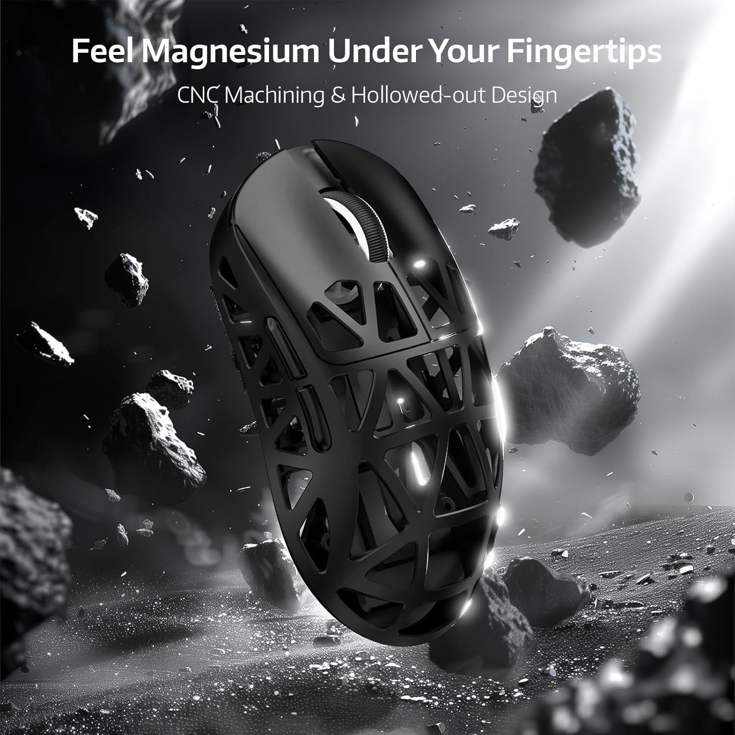 R2PRO 45g Superlight Magnesium Alloy , PixArt PAW3950 Sensor, 42000DPI, 8000Hz  Polling Rate, 2.4G/BT/Wired Gaming , Programmable Mice with Coiled , PC/, Black