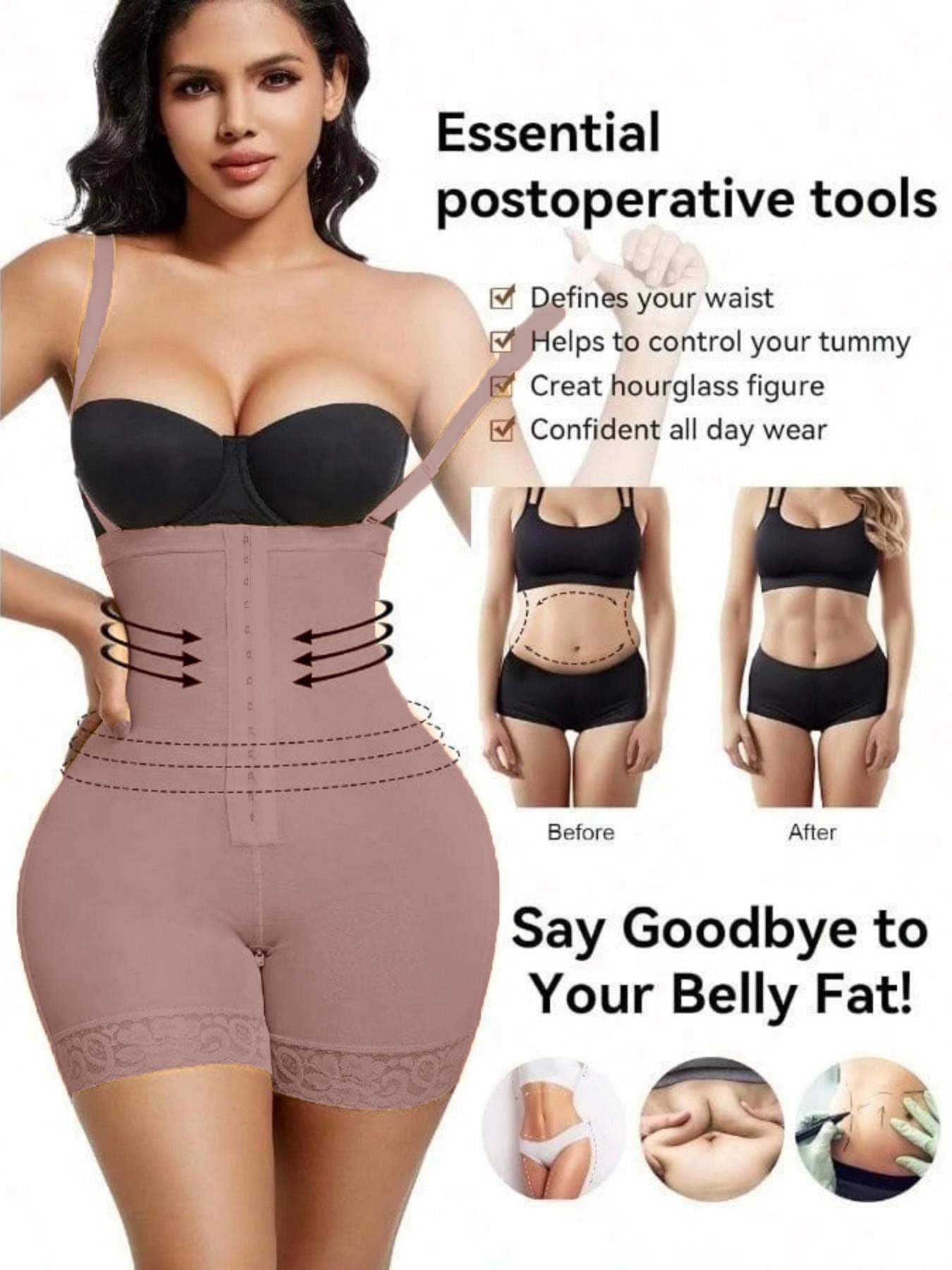 Women's Fajas Colombian Shapewear Bodysuit, Body Shaper Jumpsuit Tummy Control Butt Lifter Zipper Crotch, High Compression, Body Sculpting Compression, Adjustable Hooks Waist Trainer, Suitable For Daily Wear Or Party