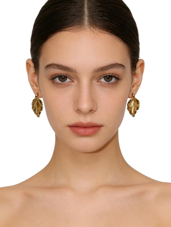 Vintage Gold Stud Earrings for Women 18K Gold Plated Turquoise Leaf Heart Square Geometric Chunky Earrings Hypoallergenic Stainless Steel Fashion Jewelry for Daily Wear Party Gift