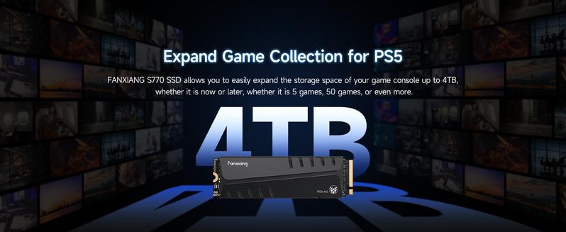 FANXIANG S770/S880ER 4TB NVMe M.2 SSD for PS5 with Heatsink and DRAM, Up to 7300MB/s PCIe 4.0, Perfect for PlayStation 5 Expansion, Gamers, and IT Professionals