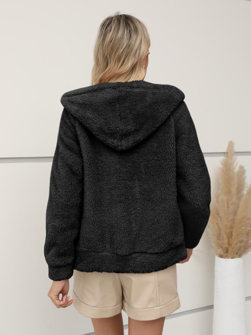 Women's Plus Size Faux Fur Coat Fall Winter Warm Commuter Simple Solid Color Drawstring Pocket Outerwear