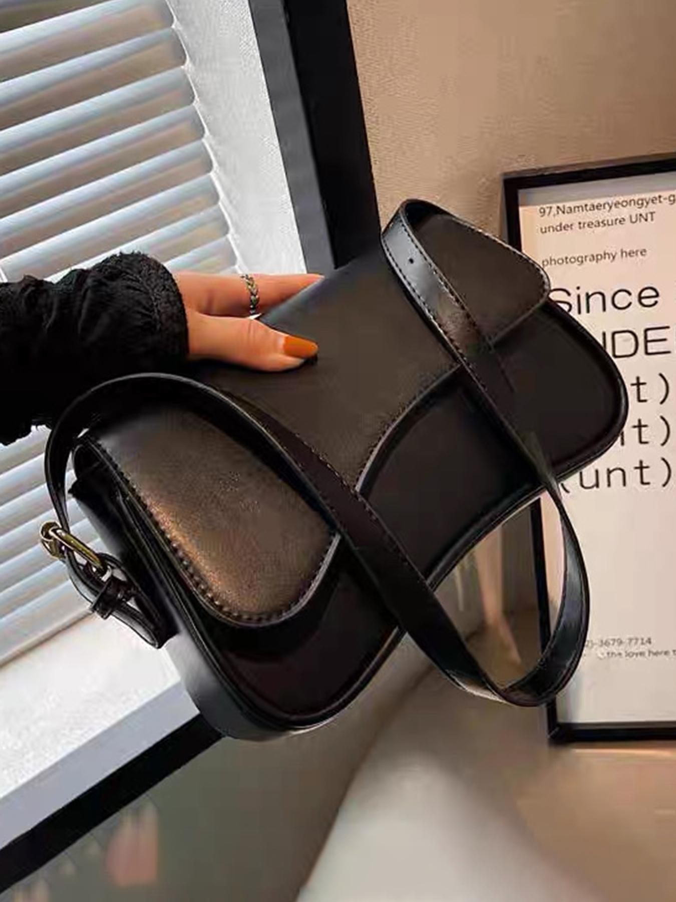 Women's Vintage Minimalist Wine Red Square Bag, Classic Crocodile-Pattern PU Leather Flap Shoulder Bag, Versatile for Commuting and Parties