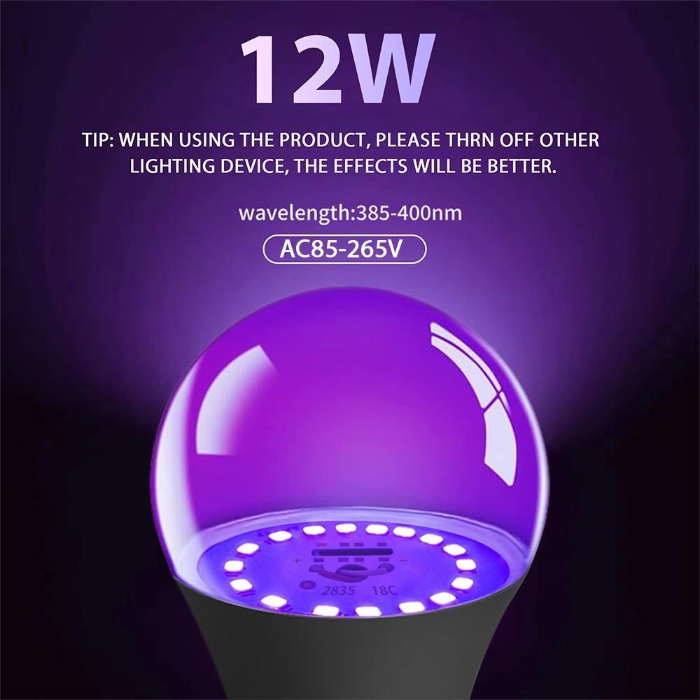 1/2 Pack Kasotile LED Black Light Bulbs, Halloween 12W A19 Blacklight, 100 Watt Equivalent, UVA Level 385-400nm Wavelength, Glow in The Dark for Body Art Paint, Fluorescent Poster, Neon Glow Party