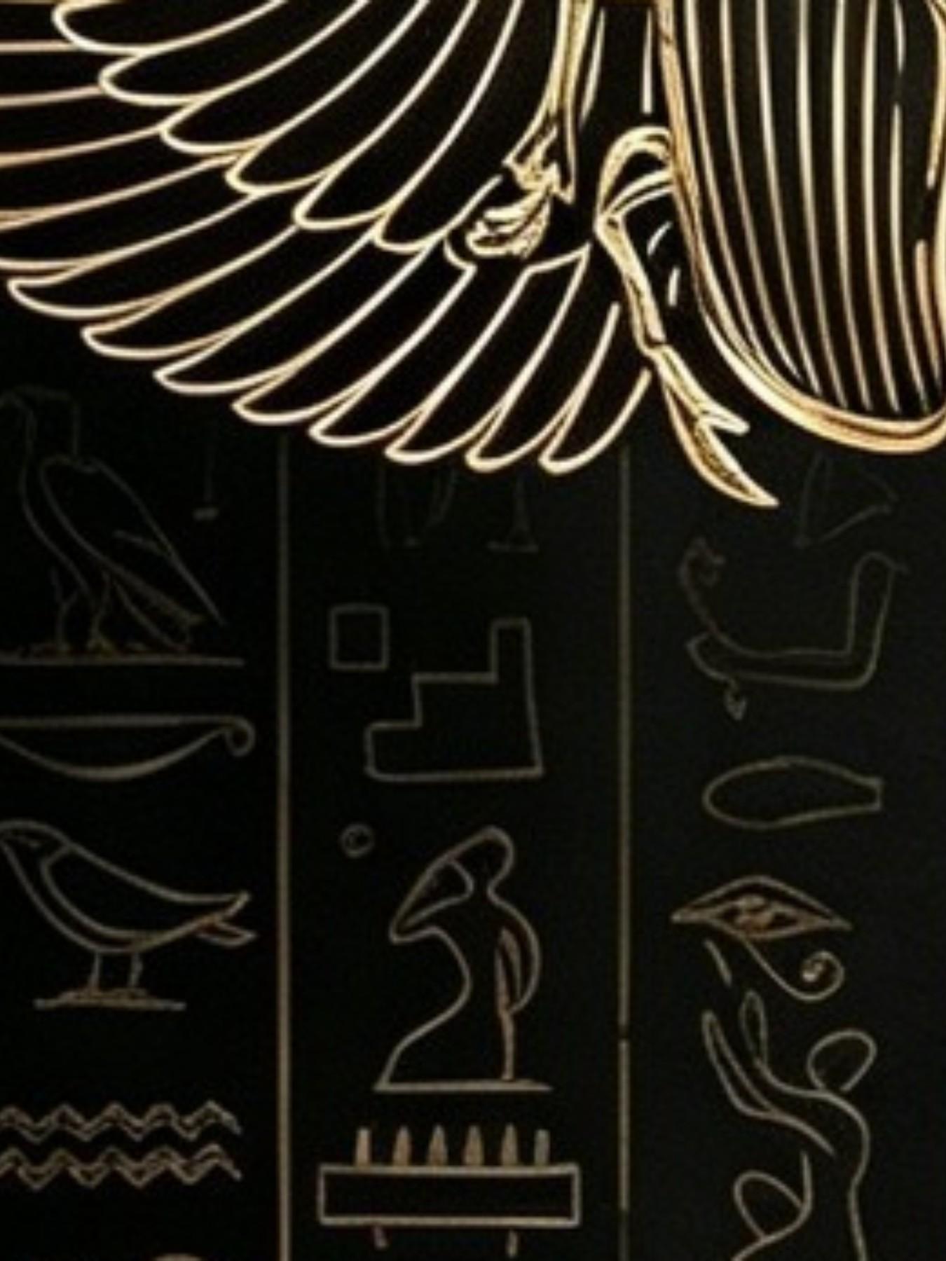 Ancient Egyptian Scarab Gold Round Neck Short Sleeve T-Shirt, Hieroglyph Full Print, Casual Loose Fit, Breathable Quick-Dry