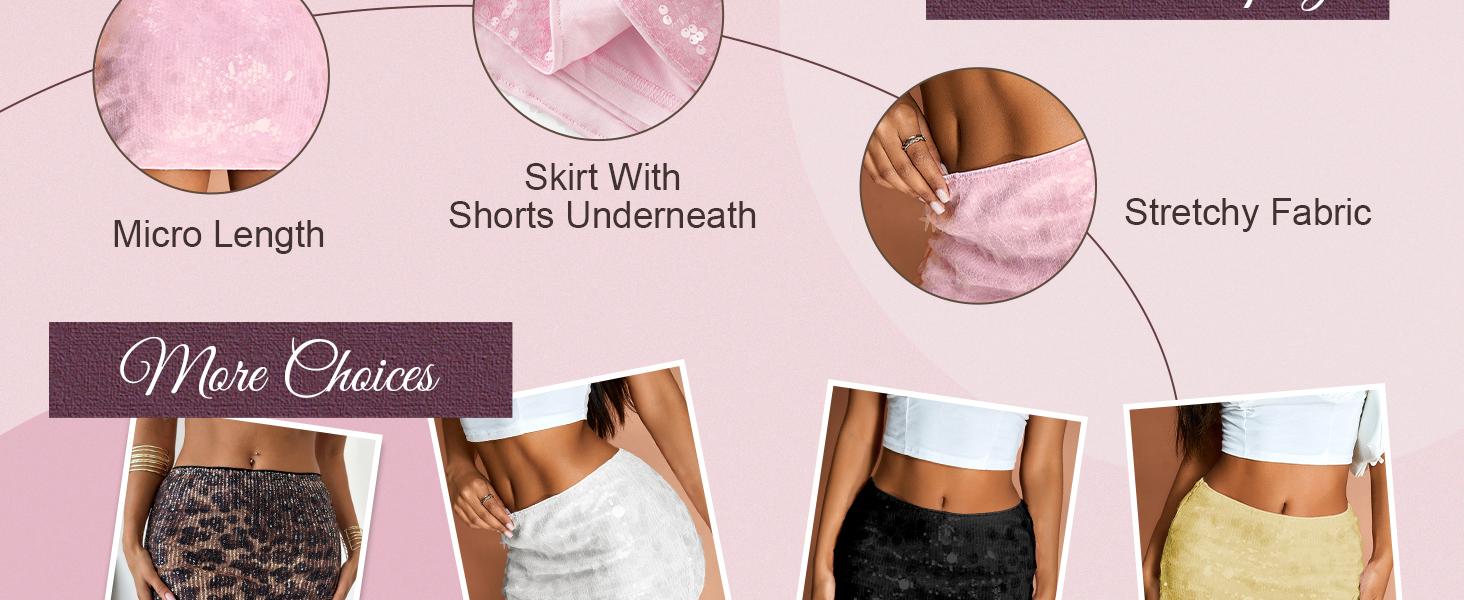 Spring Contrast Sequin Drop Waist Dancing Party Bodycon Mini Skirt