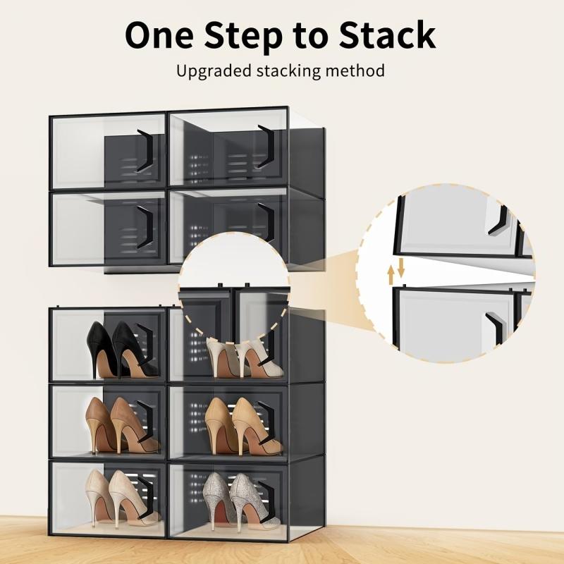 24-piece oversized shoe storage box, transparent plastic stackable shoe finishing box, 2026 god-level shoe box! Installation-free + stackable, 24 pairs of shoes can be packed in a small space, Closet Organization