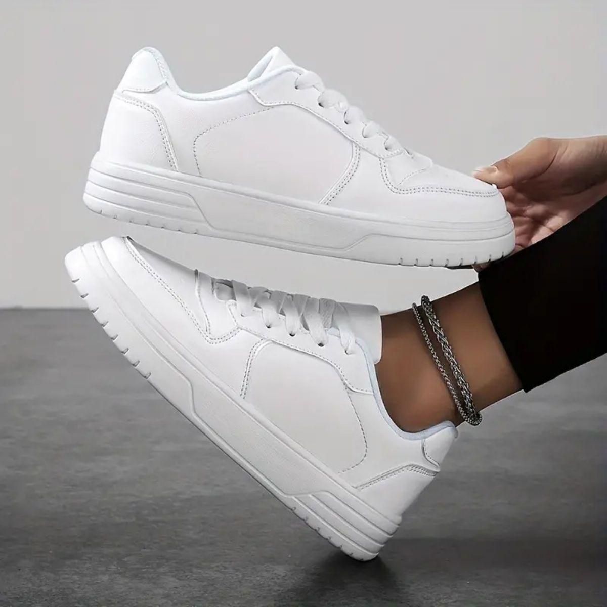 Couple Lightweight Durable Sports Shoes Trainer, Full PU Leather, Low Top Soft Sole, Outdoor Walking Shoes, Sizes 35-45, Comfortable Casual