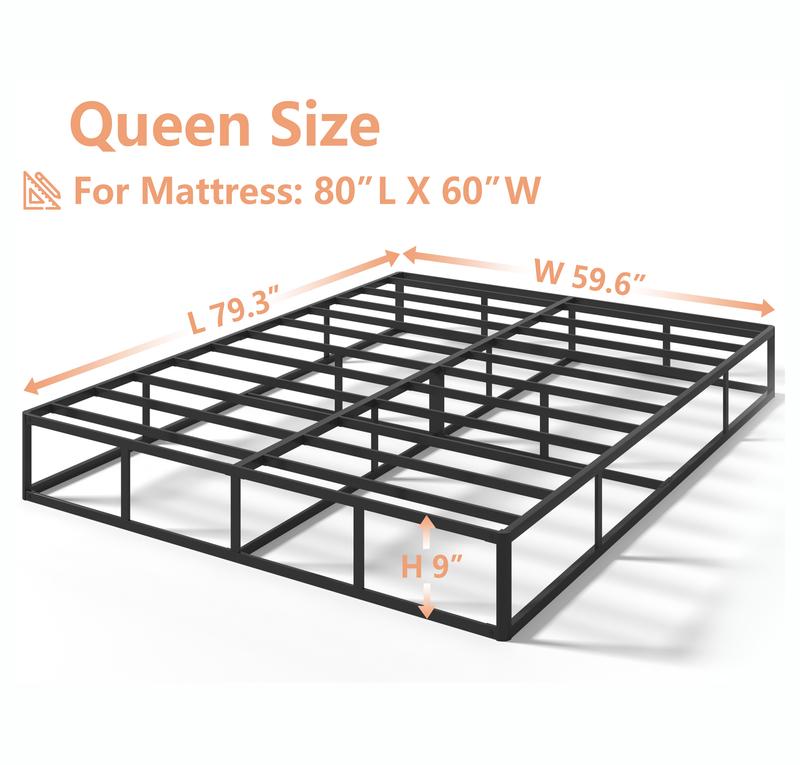 Edenza-Box Spring King, 9 Inchs High Metal Twin Full Queen King Size Box Spring Only, Heavy Duty Mattress Foundation with Fabric Cover, Easy Assembly, Quiet Noise Free, Non Slip, Queen Size Furniture Bedframe Bedroom Design Modern Home Interior