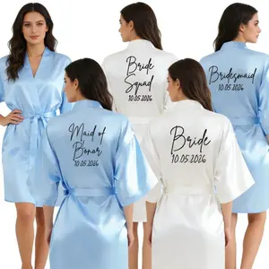Personalized with Wedding Date for Bride Bridesmaid - Soft Robe for Women Best Gift for Bridal Party