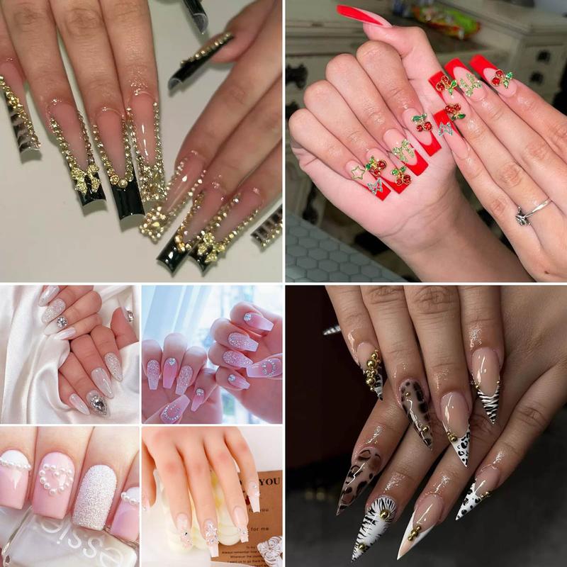 1Set 3D Gold Nail Charms Y2K, Cross Nail Charms and Gems, Gold Bow Cherry Star Charms for Nails Gems, Shine Silver Rhinestone Butterfly Charms Nail Pearls Metal Caviar Beads Accessories for Women DIY, Rhinestone Bow Decorated