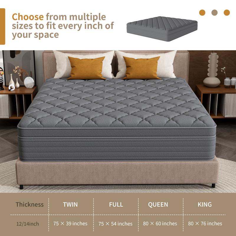 【Clearance】BOMASS 12-14 Inch Twin Full Queen King Size Mattress in a Box Memory Foam Pocket Spring Gray Mattresses Medium Firm Lumbar Support, For Home Rooms Hotels, Boxed Gift Furniture Ergonomic Modern Bed 【Clearance】BOMASS 12-14 Inch Twin Full Queen King Size Mattress in a Box Memory Foam Pocket Spring Gray Mattresses Medium Firm Lumbar Support, For Home Rooms Hotels, Boxed Gift Furniture Ergonomic Modern Bed