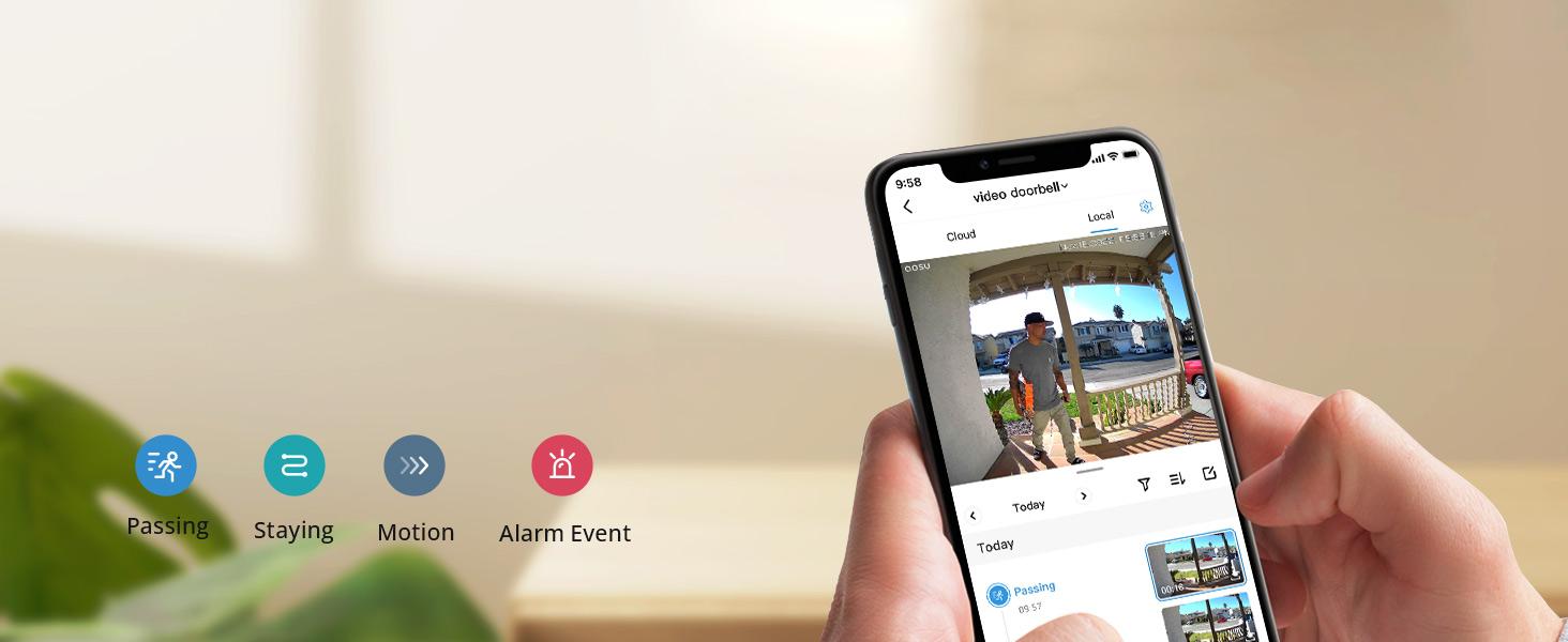 AOSU Doorbell Camera Wireless, 5MP Ultra HD, No Monthly Fee, Triple Motion Detection Video Doorbell with Homebase, Enhanced (2.4/5 GHz) WiFi, 180-Day Battery Life, Work with Alexa & Google Assistant