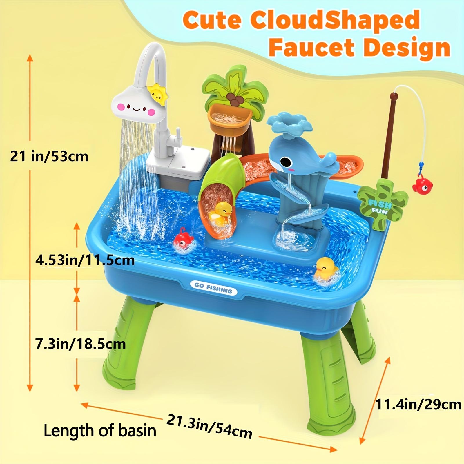Color Changing Kitchen Sink Toy with Upgraded Electric Faucet, Automatic Water Circulation, Dishwasher and Fishing Playset for Boys and Girls in, Requires 4 AA Batteries Not Included