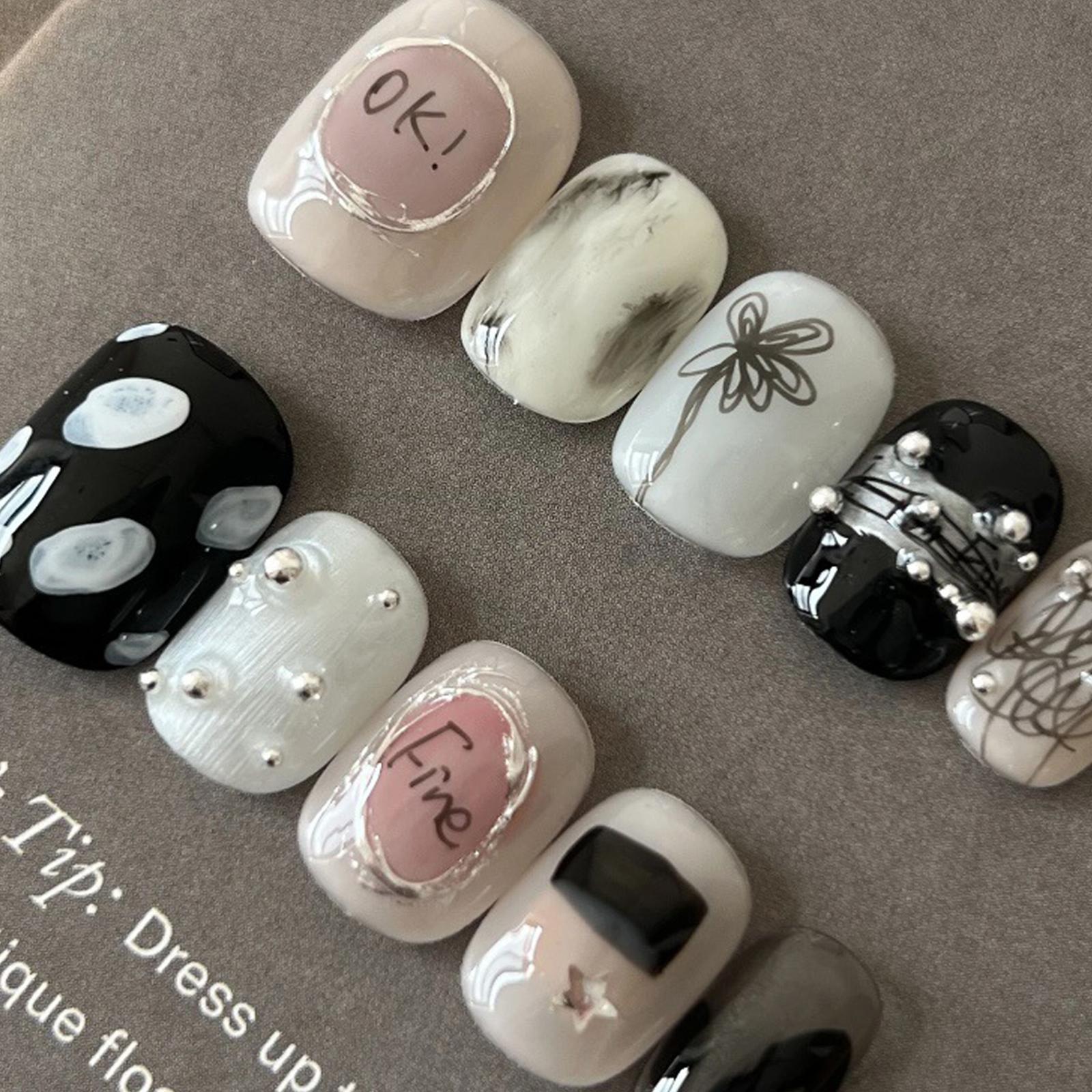 Luxury Nail Freedom! Edgy Graffiti Exquisite Hand-Painted OK!Fine Press On Fake Nails, Get Baddie Nails In 5 Mins, No Salon Needed