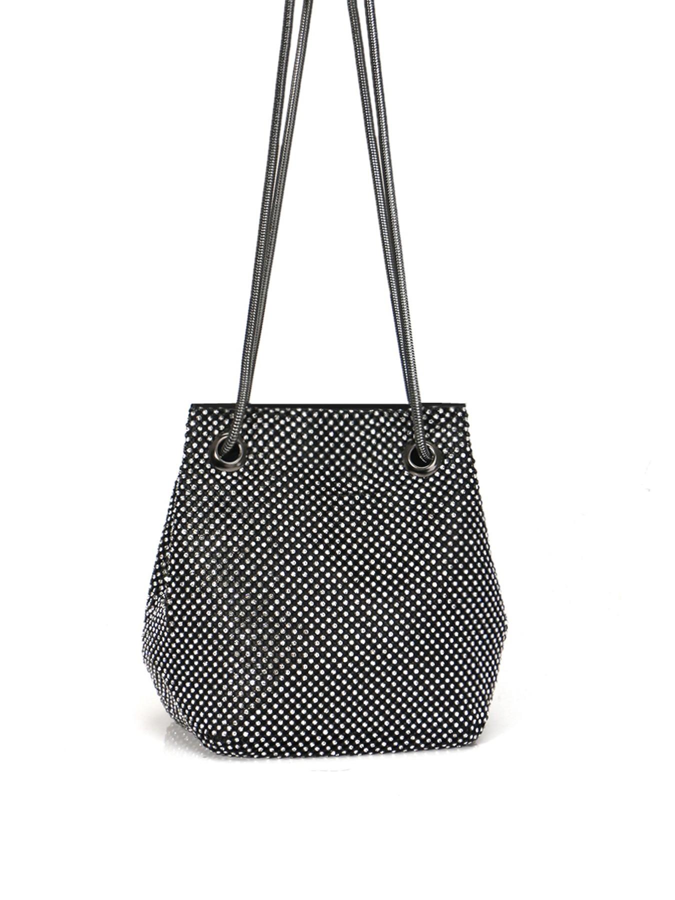 Women's Evening Bag- Upgraded Size Full Rhinestones Bucket Bag Shining Bag Shoulder Bag for Party Wedding Date Night