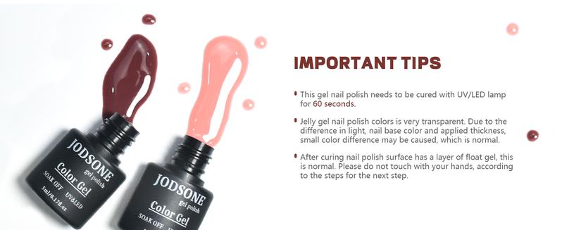 JODSONE 23PCS Gel Nail Polish Set Jelly Color Natural and Elegant Long Lasting Suitable for Home and Salon Salon