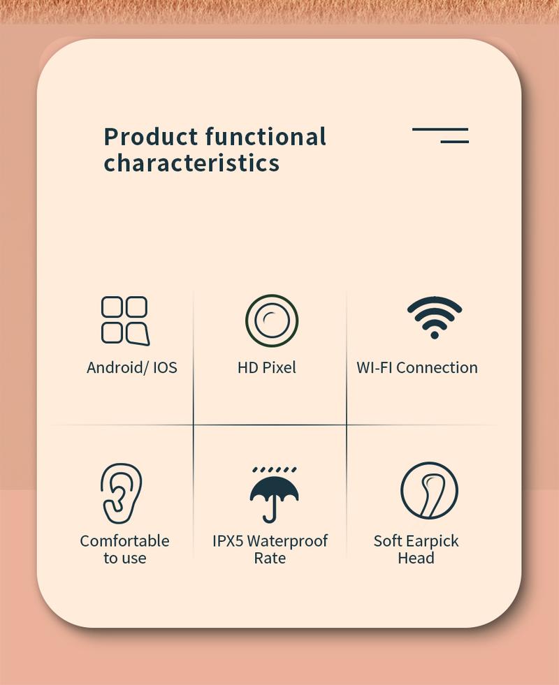 JPHYLL Rechargeable Earwax Removal Tool Kit with 360° Camera Waterproof Type-C Charging Portable Ear Cleaner for iPhone & Android 8 Attachments