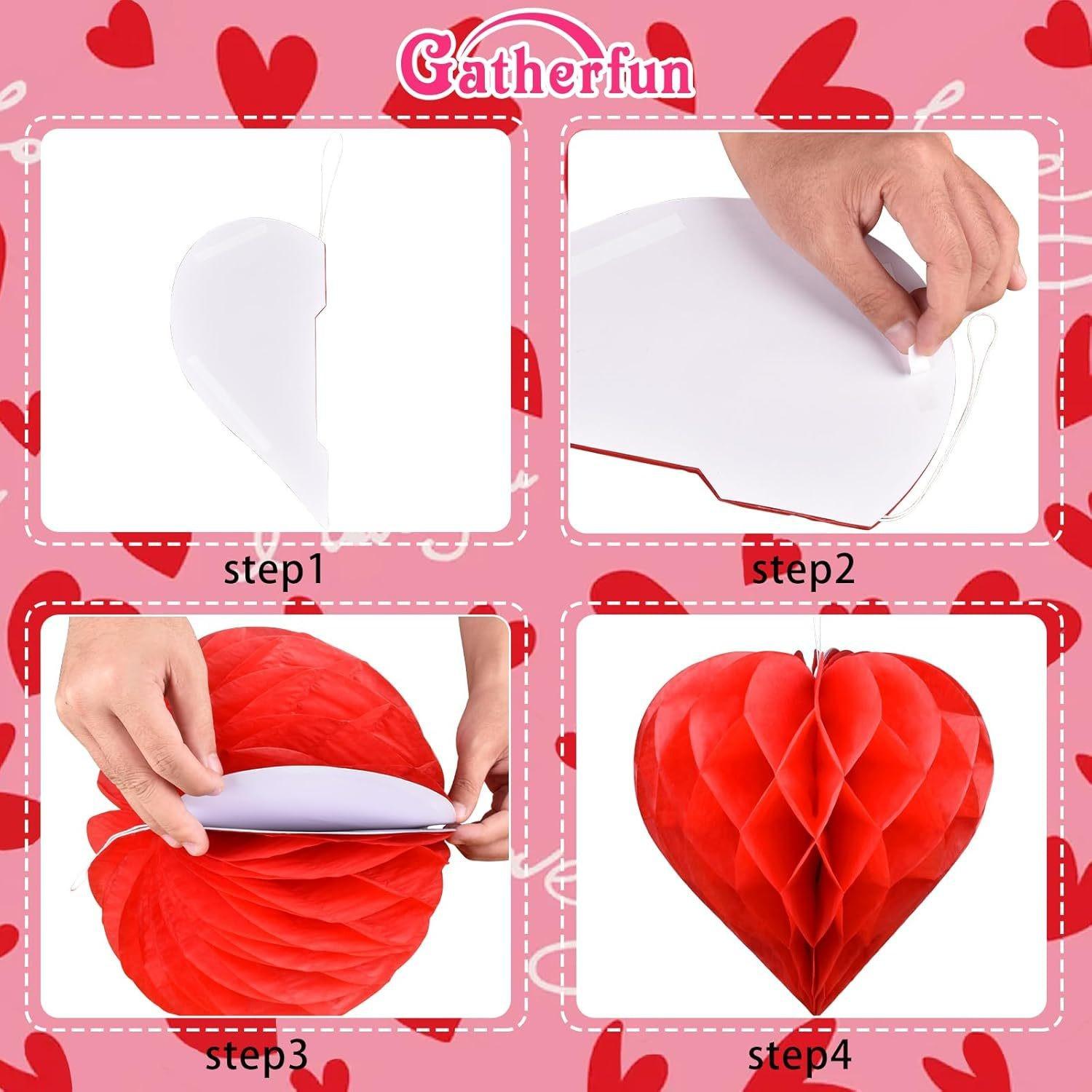 Two-Pack Heart Honeycomb Balls, Birthday Party Decorations, Wedding Event Setup, Festive Paper Flower Balls, Paper Lanterns
