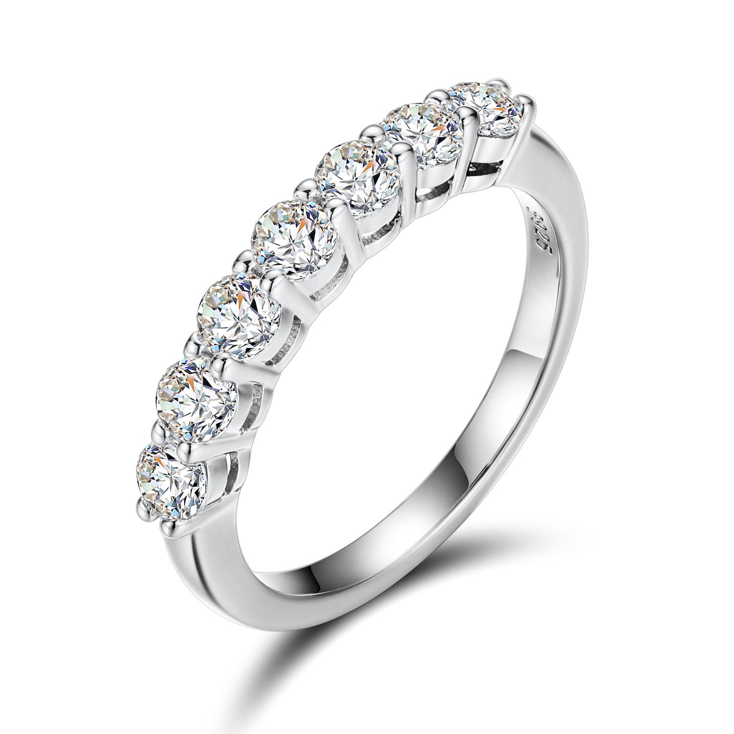 【#R33】UCCIYO D Color Synthetic Moissanite Rings For Women 7 Stones Ring 925 Sterling Silver Daily Jewelry Gift