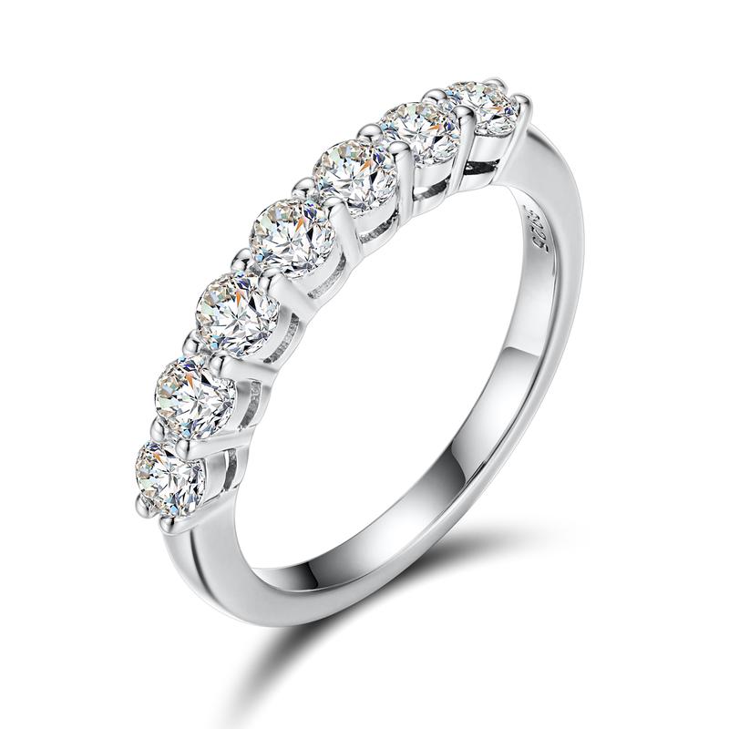 【#R33】UCCIYO D Color Synthetic Moissanite Rings For Women 7 Stones Ring 925 Sterling Silver Daily Jewelry Gift