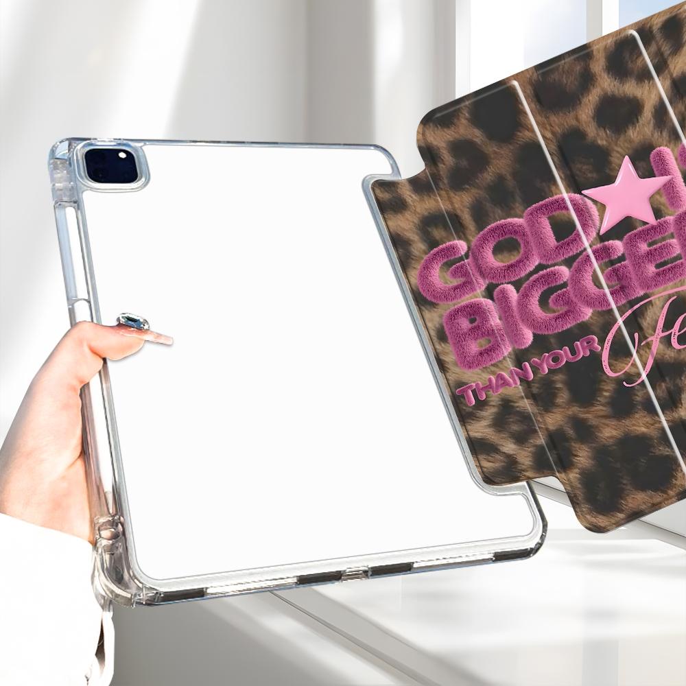 Fashion Leopard-print Tablet Case with Pencil Holder, Auto Wake/Sleep Tablet Protective Cover, Tablet Accessories Compatible with iPad, Tablet Casing