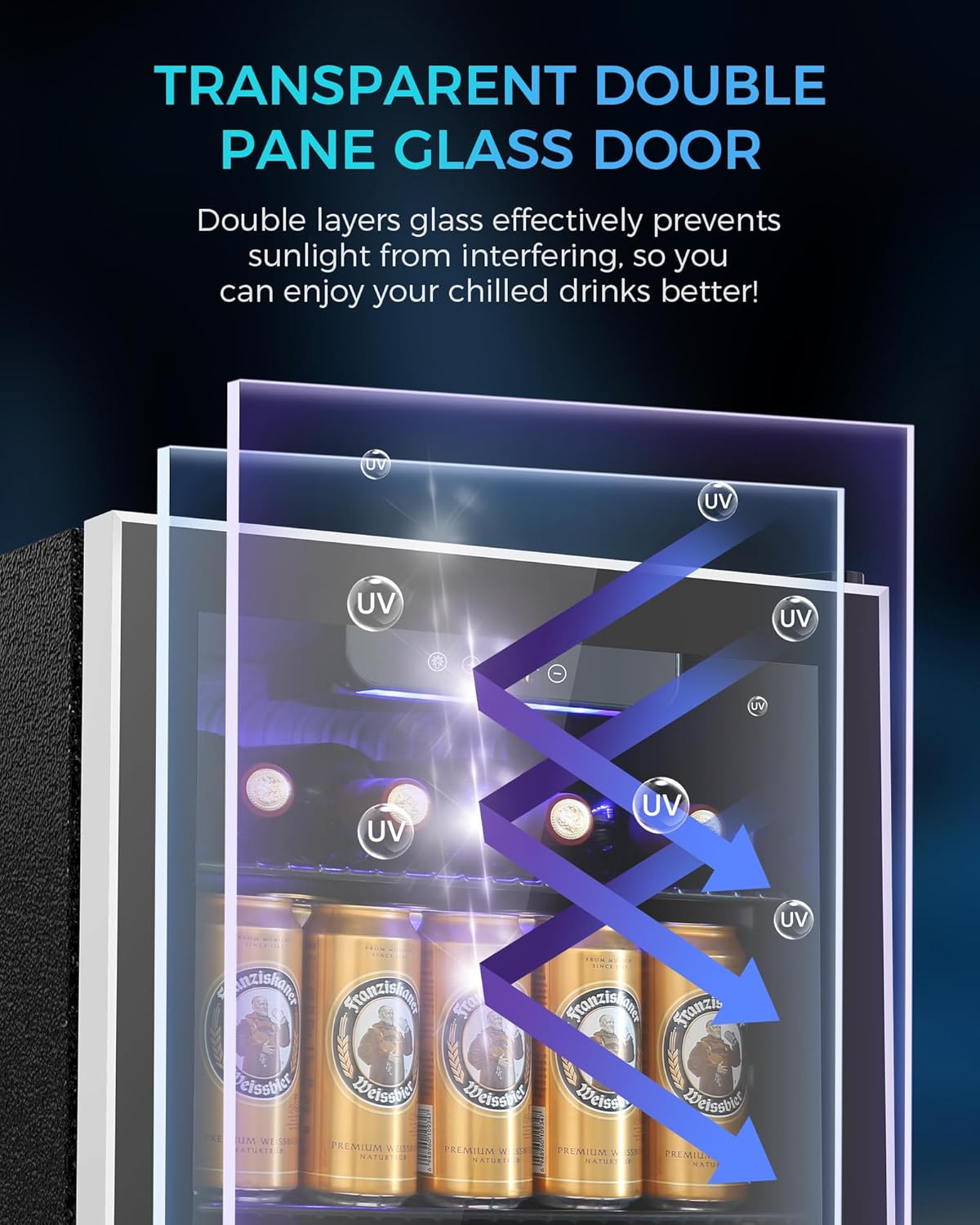 COWSAR Beverage Refrigerator and Cooler, Mini Fridge 48-130 Can, Little Cooler with Digital Display 32~61℉, Small Refrigerator with 4 Shelves for Home Office, Bedroom, Garage, Game Room, 1.3-4.4 Cu.Ft