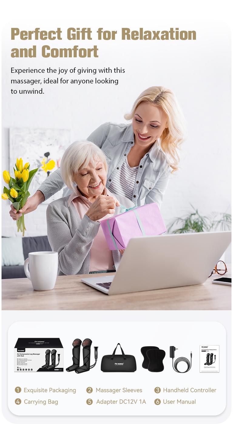 【FIT KING】Foot and Leg Massager with Knee Heating for Enhanced Comfort - Includes Handheld Controller leg massager with knee relaxation Massaging Device for gift Black Friday