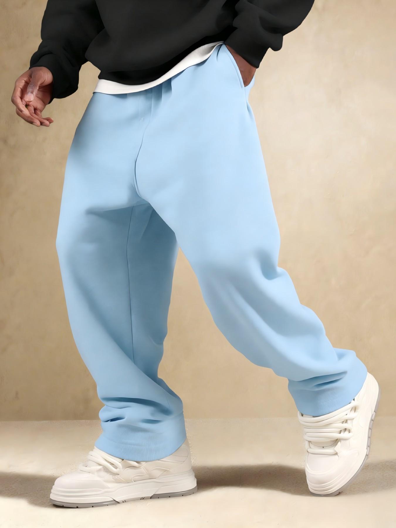 Men's Light Blue Half-Zip Hoodie & Sweatpants Set, Heavyweight Oversized Loungewear, Casual Jogger for Spring & Fall, 9 Colors