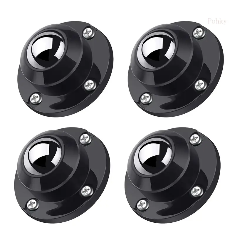 Furniture Hardware 4-Pack 1-Inch Self-Adhesive Swivel Caster Wheels, Nylon/Steel Construction, 28LBS Per Wheel Load, Low Profile Multi-Surface Rollers for Furniture, Kitchen Appliances, Bucket Bins