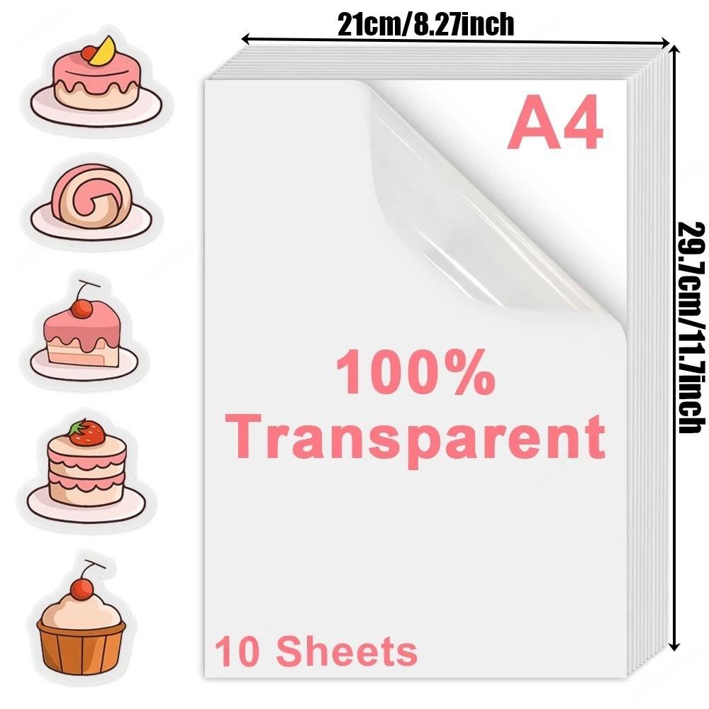 10/20 sheets Transparent Sticker Paper, Clear A4 Non Waterproof Label Sheet, Printable Vinyl Sticker Paper For Inkjet Printer