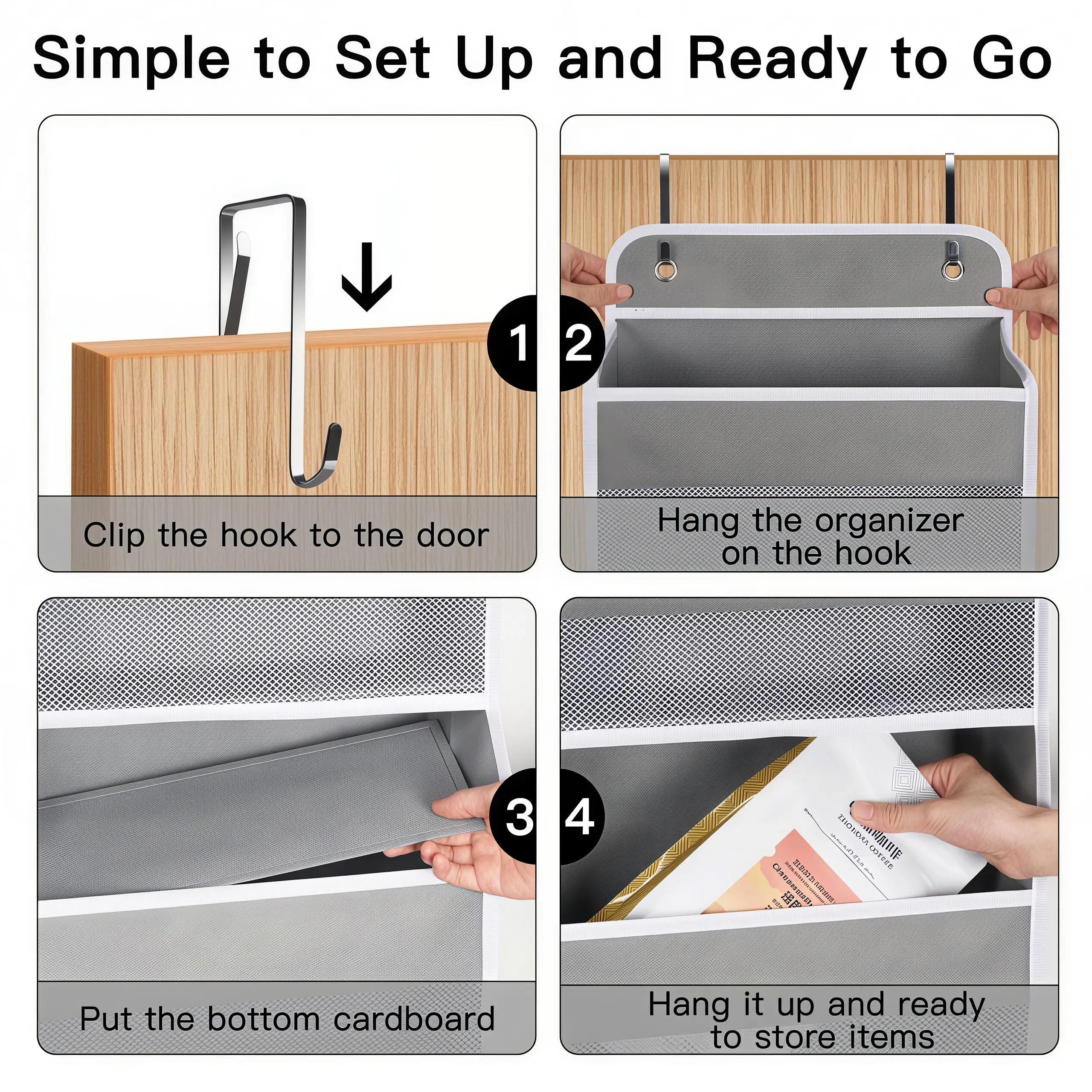 Lovely Home 2026 New Arrival 5-Tier Over-The-Door Storage Organizer with 10 Jumbo Pockets, Anti-Swing Support, 44 lb Weight Capacity, Hanging Caddy for Bedroom, Bathroom & Nursery Essentials, Tool-Free Installation