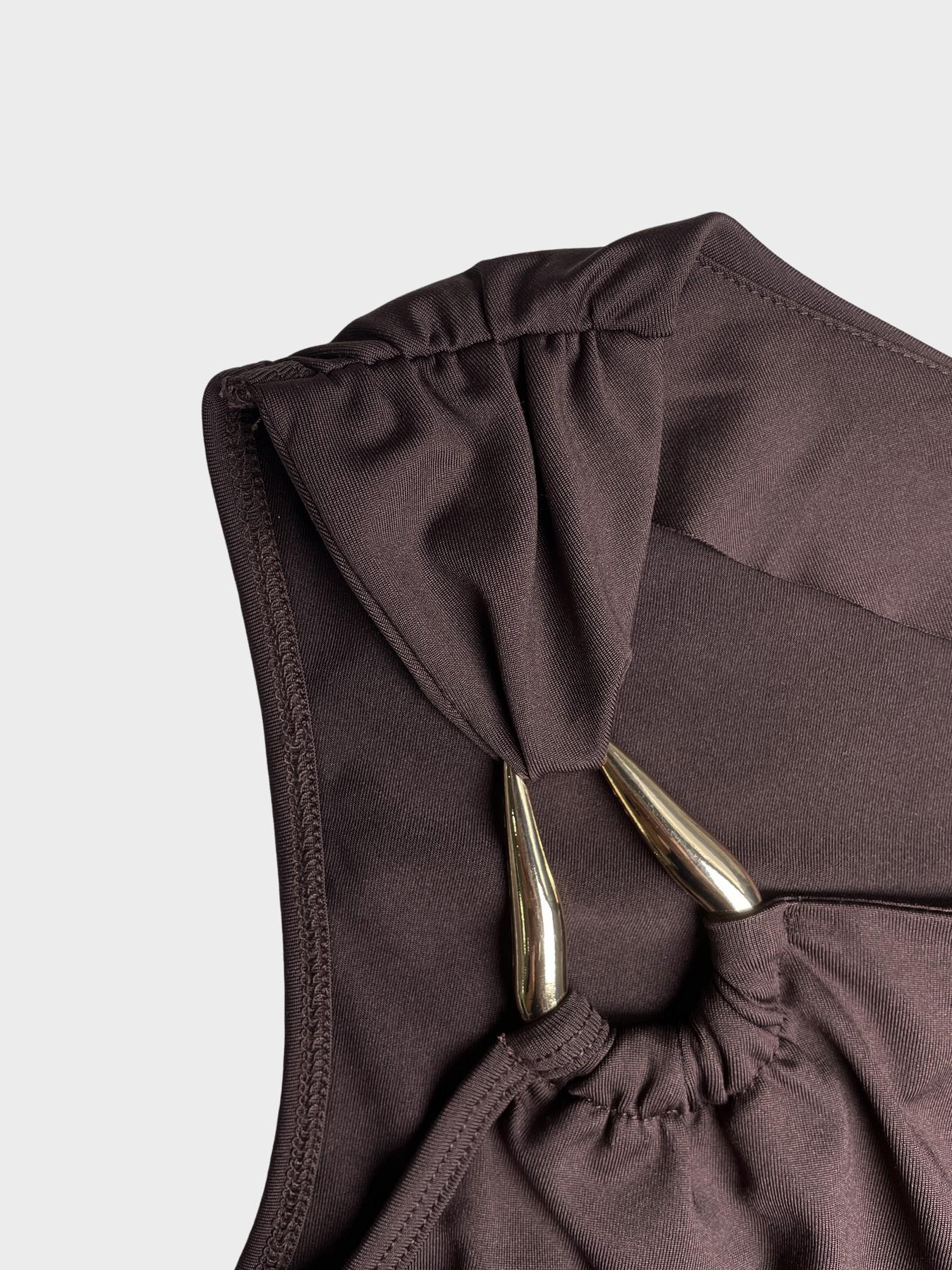 1 Piece Asymmetric Shoulder Ruched Crop Top | Euro-American Y2K Vibe | Cropped Design + Cold Shoulder Detail | Eye-Catching Pick for Weekend Shopping / Music Festivals