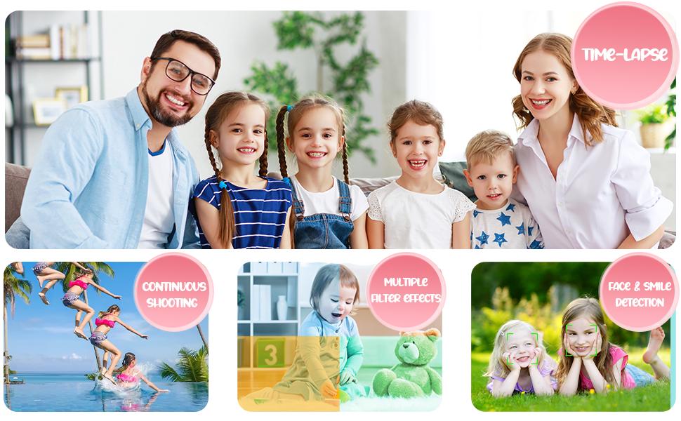 Camkory Newest Upgraded Digital Camera – Perfect Pocket Size! Compact & Portable Vlogging Camera with 32GB Card, Self Timer, 16X Zoom, Anti-Shake, Lanyard【Violet Purple】